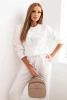 Komplet damski z wiskozy z ozdobnym motywem i spodniami ecru