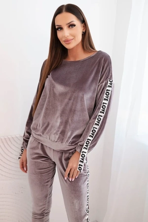 Komplet welurowy Love szary