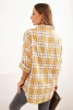 Koszula damska bawełniana w kratę z efektem przetarć musztardowa