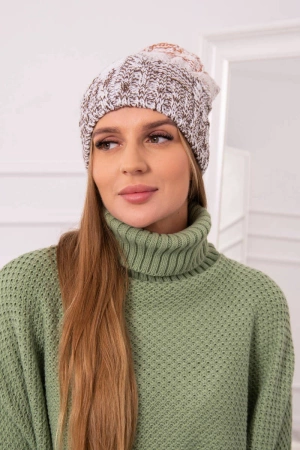 Czapka z polarem Dolores K303 brązowy+biały+rudy