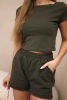 Komplet bawełniany z szortami khaki