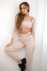 Komplet z bluzką top beżowy