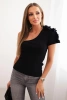 Bluzka damska bawełniana na jedno ramię z falbanką czarna