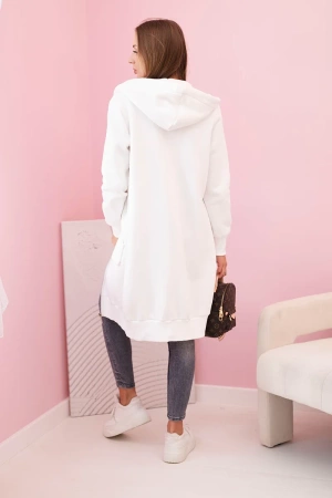 Bluza damska ocieplana z kapturem i zamkiem ecru