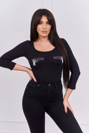 Bluzka body z nadrukiem pistoletów czarna