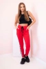 Spodnie damskie dresowe z lampasem i wiązaniem w pasie czerwone