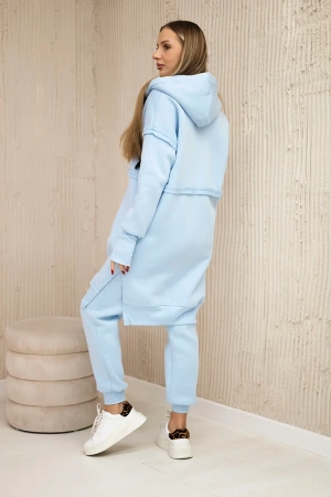Komplet ocieplany z długą bluzą błękitny
