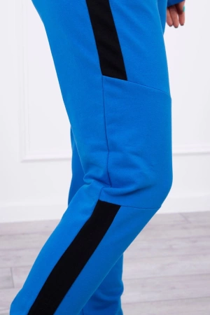 Komplet sportowy z lampasami chabrowy