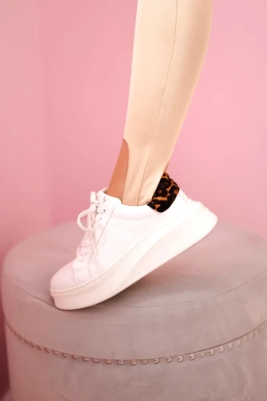 Legginsy damskie z otworami na pięty, wysoki stan jasne camelowe