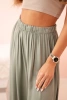 Spodnie damskie wiskozowe szerokie z gumką w pasie khaki
