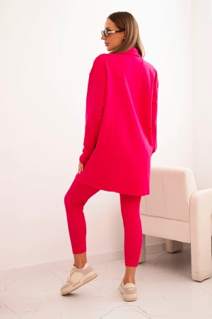 Komplet 3-częściowy bluza, top i legginsy fuksja