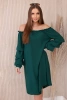 Sukienka hiszpanka z ozdobnym rękawem ciemno zielona