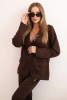 Komplet damska z wiskozą z ozdobami i elastycznymi spodniami brązowy