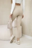 Legginsy damskie prążkowane z wysokim stanem beżowe