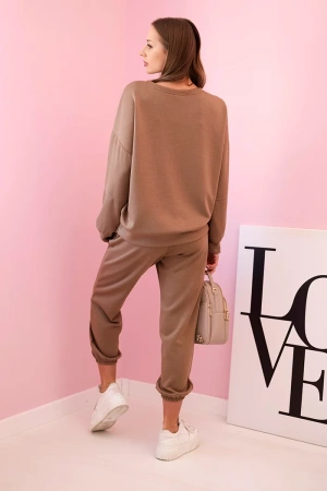 Komplet bluza + spodnie masełko camelowy