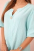 Koszula damska muślinowa z guzikiem miętowa