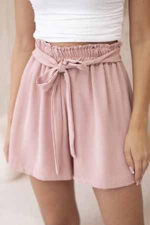 Spodenki wiązane w pasie pudrowy róż