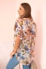 Koszula damska wiskozowa z rękawem 3/4 w akwarelowy wzór beżowa
