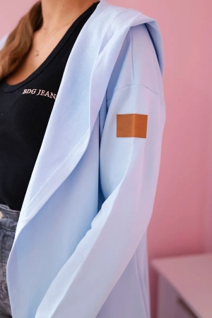 Narzutka długa z kapturem błękitna