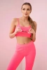 Komplet z bluzką top prążkowany różowy neon