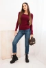 Sweter damski wiskozowy z okrągłym dekoltem i dopasowanym fasonem bordowy