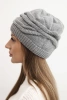 Czapka damska zimowa wełniana z ozdobnym splotem K429 szara