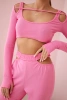 Komplet z bluzką top jasny różowy