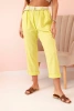 Spodnie damskie lniane z bawełną i paskiem kiwi