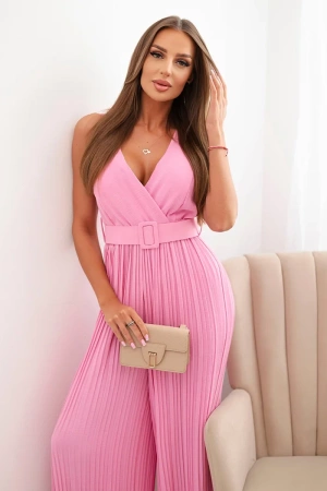 Kombinezon z wiskozy plisowany jasny różowy