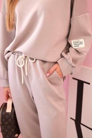 Komplet bluza + spodnie masełko ciemny beżowy