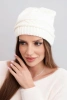 Czapka damska zimowa z wełny i z przeplatanym wzorem K428 ecru