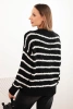 Sweter damski w paski z wełną o luźnym kroju czarny