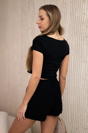 Komplet bawełniany z szortami czarny