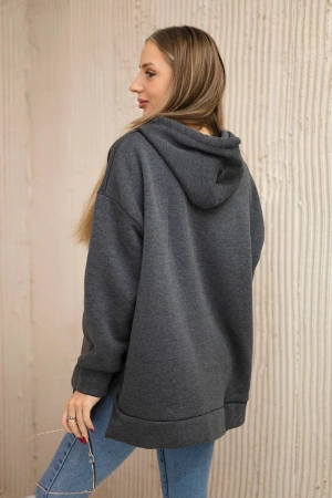 Bluza ocieplana z suwakiem na boku grafitowa