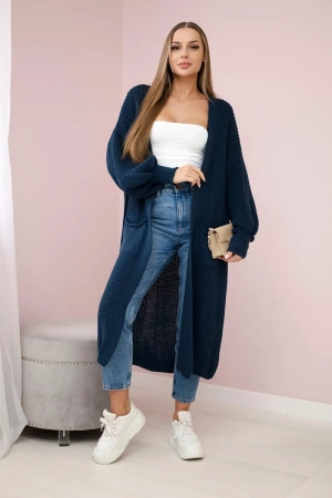 Sweter długi kardigan granatowy