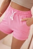 Spodenki damskie bawełniane z gumką i wiązanie w pasie różowe