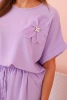 Komplet damski z wiskozy z ozdobnym kwiatem i szerokimi spodniami jasny fioletowy