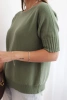 Sweter damski z wiskozy z krótkim rękawem khaki