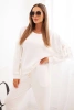Komplet damski masełkowy z frędzlami na rękawach ecru