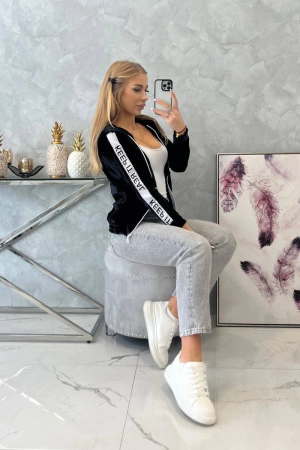 Bluza welurowa z kapturem czarna