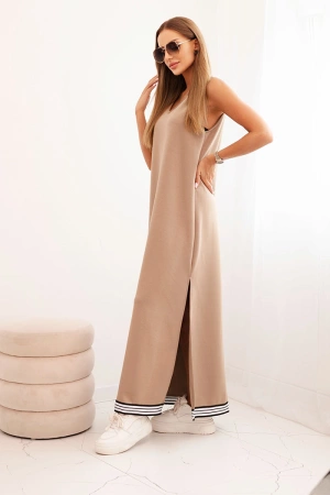 Komplet damska z wiskozą z rozpinaną bluzą i długą sukienką fango