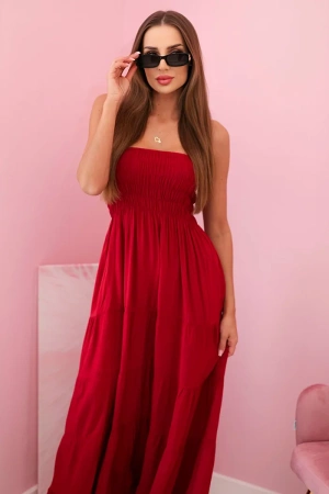 Sukienka damska wiskozowa z elastyczną górą bordowa