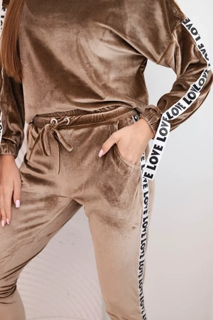 Komplet welurowy Love brązowy