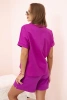 Komplet damski punto z krótkim rękawem i szortami ciemny fioletowy
