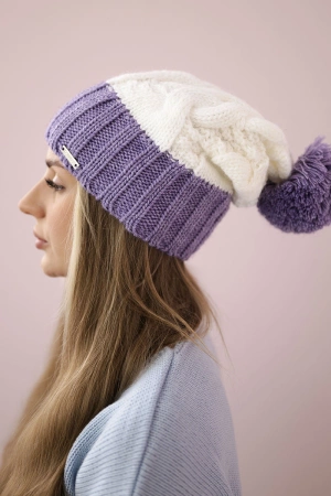 Czapka z polarem Paris K212 biały+fioletowy