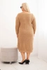 Sukienka swetrowa damska Plus Size z moherem camelowa