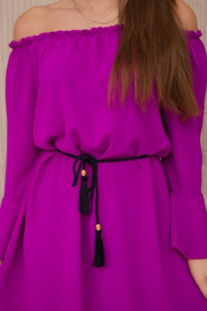 Sukienka wiązana w talii sznurkiem ciemno fioletowa