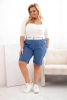 Spodenki damskie bawełniane Plus Size z paskiem jeansowe