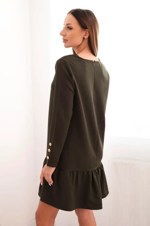 Sukienka z falbaną khaki