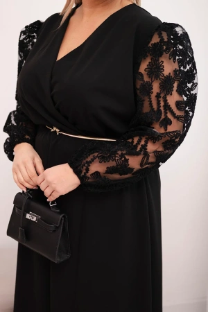 Sukienka damska Plus Size z wiskozy z kopertowym dekoltem czarna